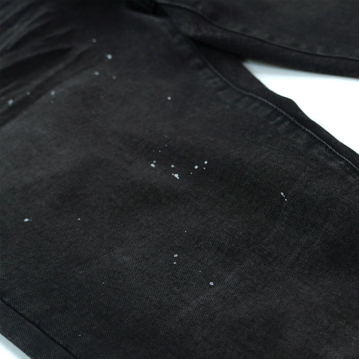 Makobi Avenida Grease denim jeans in jet black, showcasing slim fit design and classic five-pocket style.