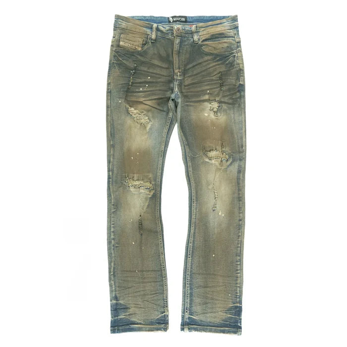 Makobi Lorenzino denim jeans in antique wash, showcasing classic denim fabric and stylish fit with visible stitching and pockets.