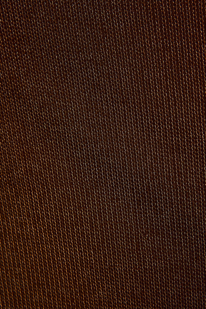 Close-up of the Marea maxi dress fabric, bronze metallic knit with fine gold shimmer.