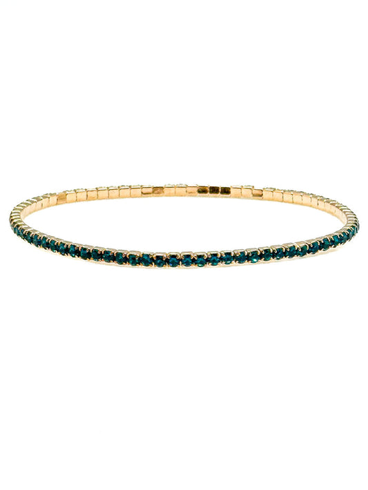 Marie Sparkly Bracelet in teal with slim gold-tone band and crystal details