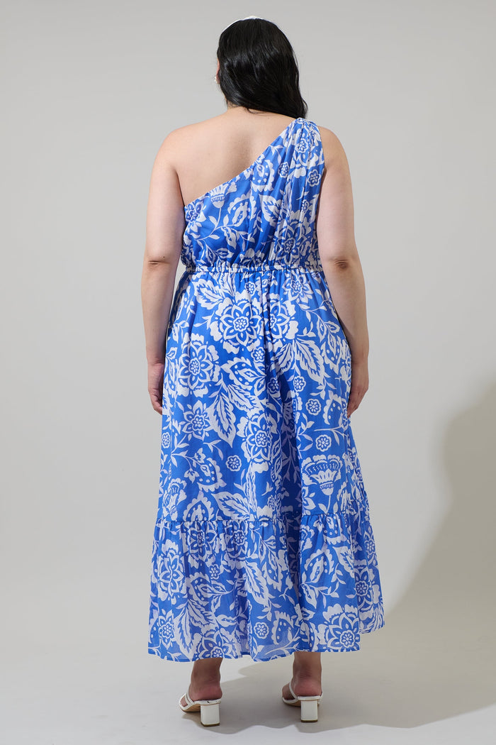 Marny Floral Elya One Shoulder Maxi Dress Curve
