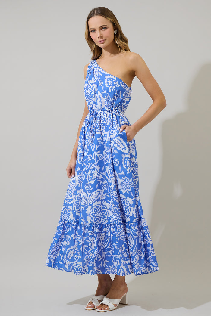 Marny Floral Elya One Shoulder Maxi Dress
