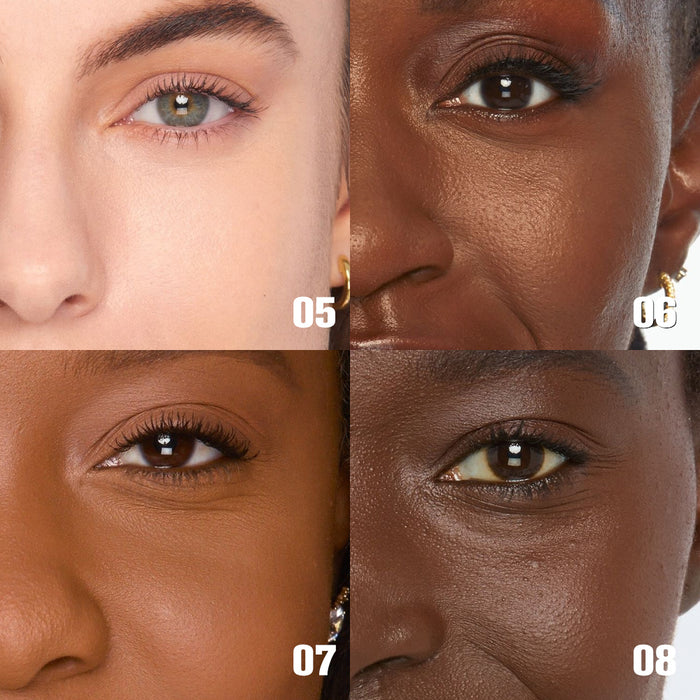 Close-up of different skin tones with eye color variations.