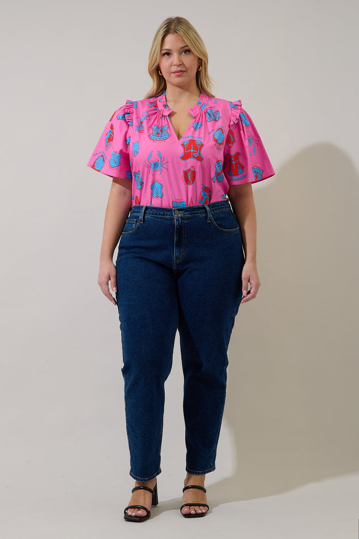 Mei Split Neck Top Zodiac Curve
