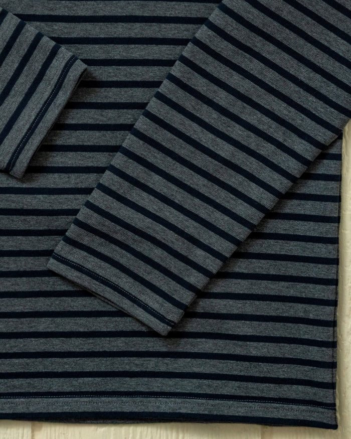 Men's Breton Stripe Boatneck Tee In Heather Grey/Navy