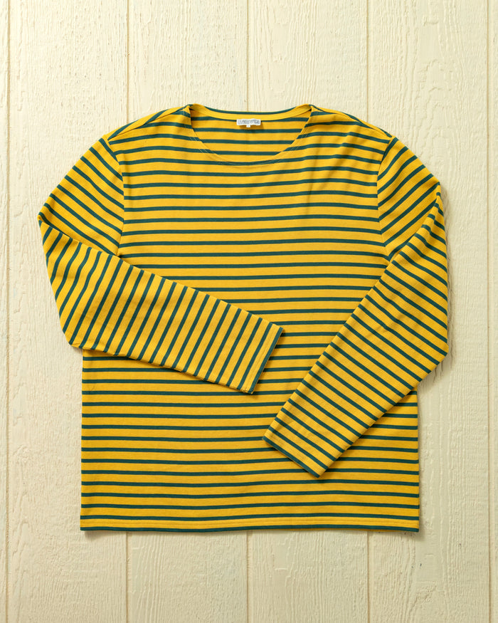 Men's Breton Stripe Boatneck Tee In Lemon/Lime