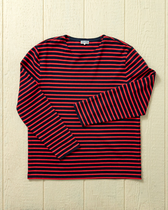 Men's Breton Stripe Boatneck Tee In Navy/Red