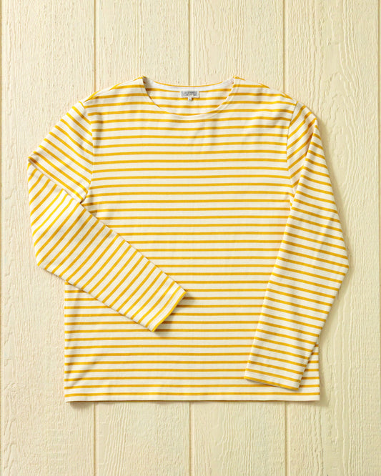 Men's Breton Stripe Boatneck Tee in Off White/Mango