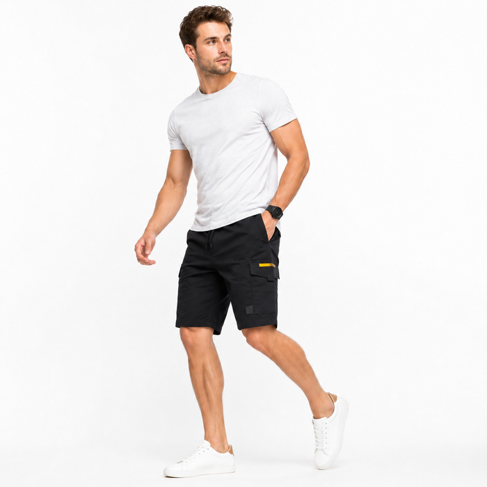 Black men's casual utility shorts for everyday summer wear