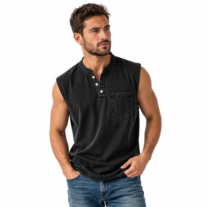 Men's Sleeveless T Shirt - Washed Summer Top