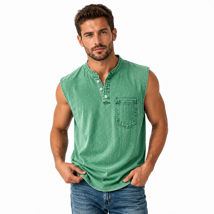 Men's Sleeveless T Shirt - Washed Summer Top