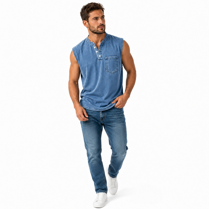 Men's Sleeveless T Shirt - Washed Summer Top