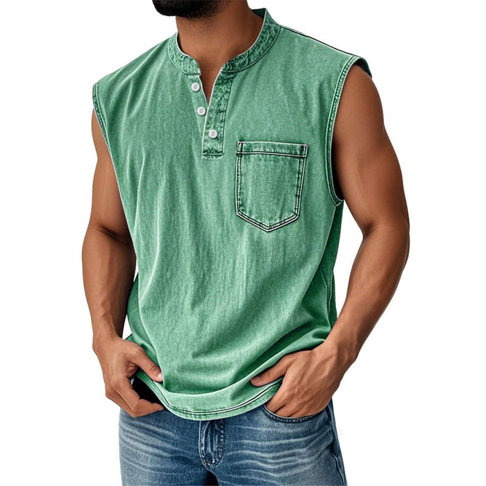 Men's Sleeveless T Shirt - Washed Summer Top