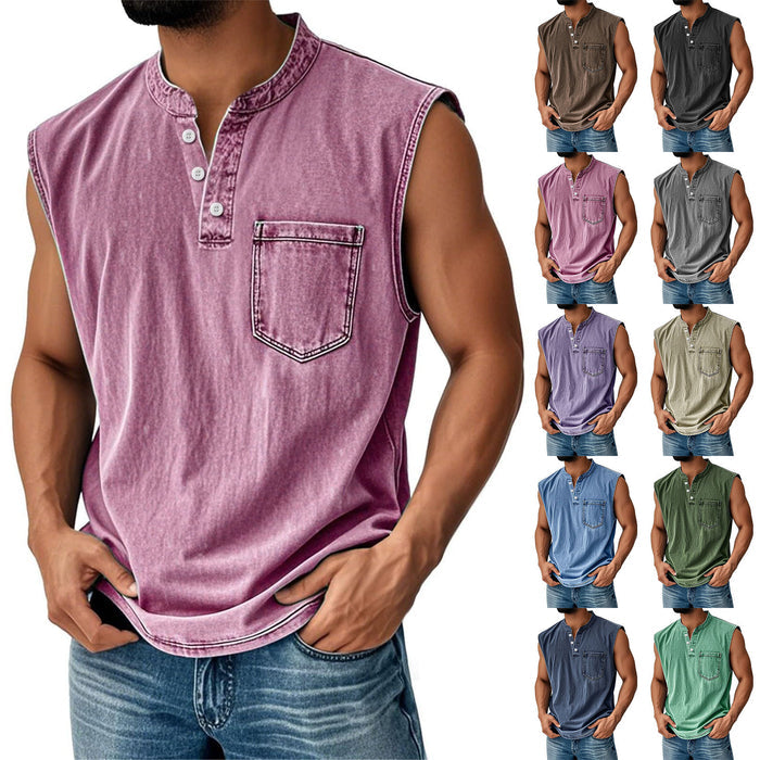Men's Sleeveless T Shirt - Washed Summer Top
