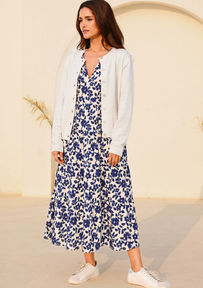 Merino Wool Classic Cardigan | Ivory - Aspiga
