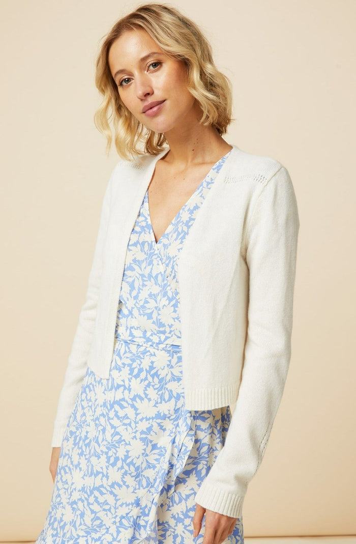 Merino Wool Edge To Edge Cardigan | Ivory - Aspiga