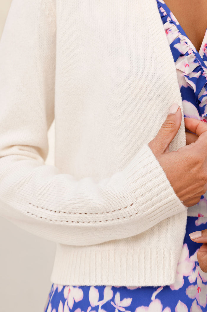 Merino Wool Edge To Edge Cardigan | Ivory - Aspiga