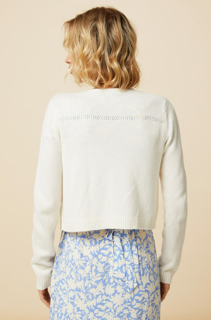 Merino Wool Edge To Edge Cardigan | Ivory - Aspiga