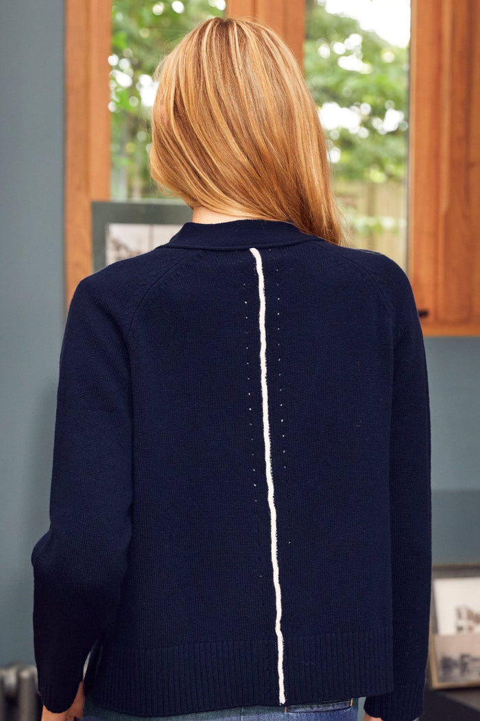 Merino Wool Swing Cardigan | Navy - Aspiga