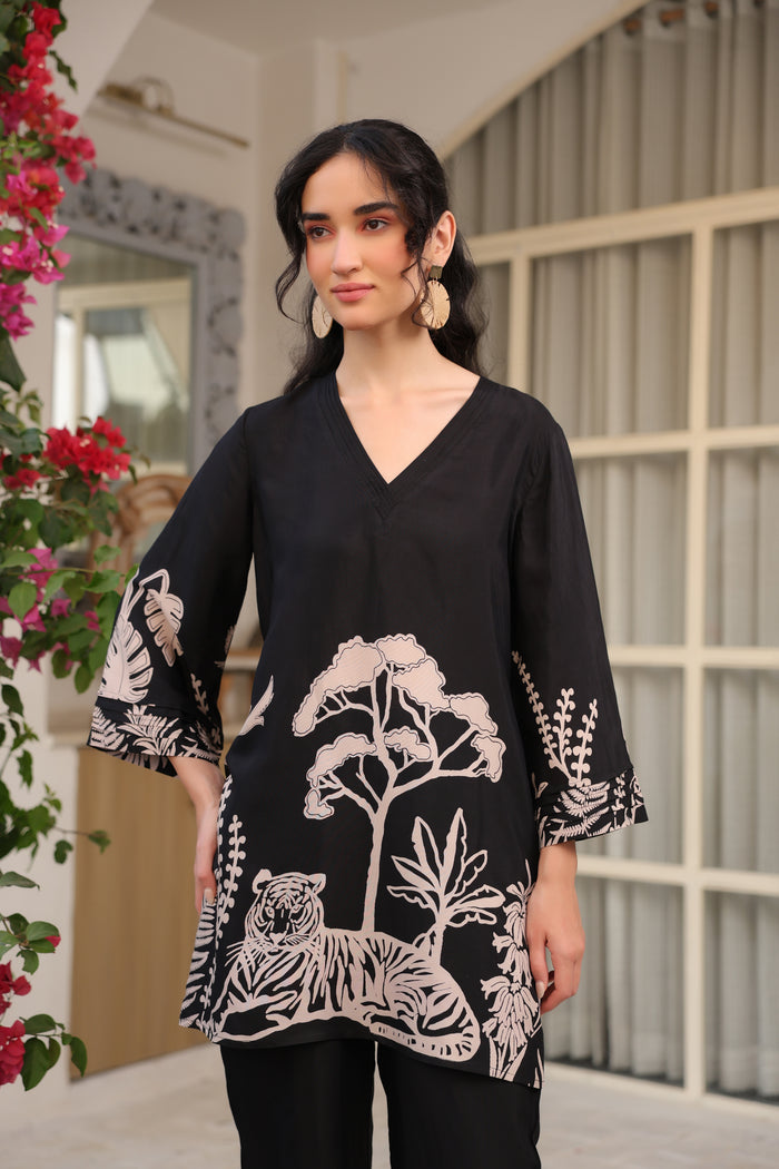 Midnight Botanical Russian Silk Co-ord Set