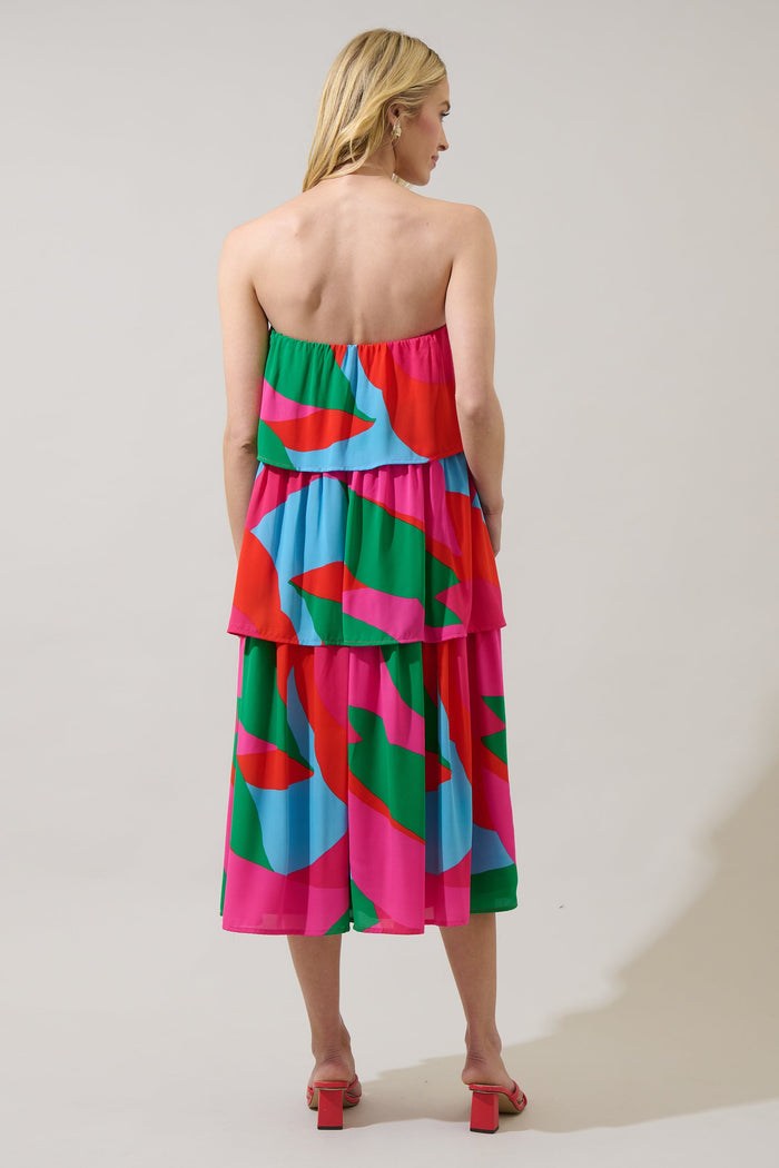 Milton Abstract Moxy Tiered Maxi Dress