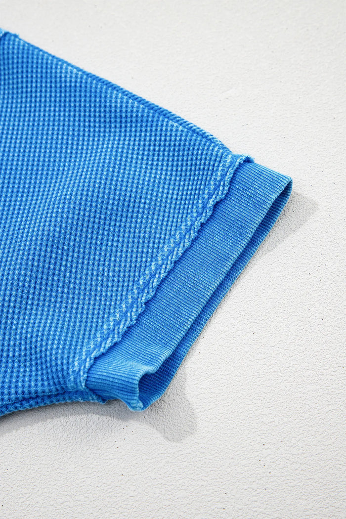 Mineral Wash Star Mesh Patchwork Oversize Tee – Blue