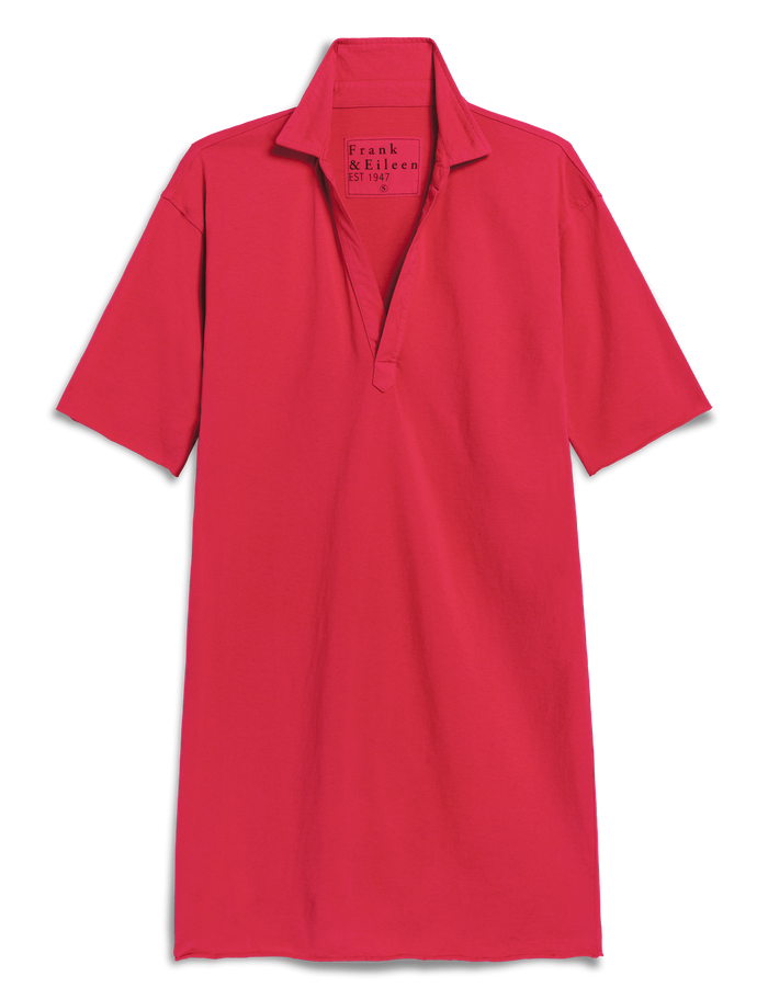 Red dress with a collar on a white background