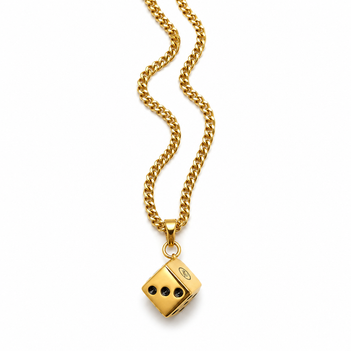 Mint 18K gold plated fashion dice chain accessory with charm, featuring a stylish and trendy design.