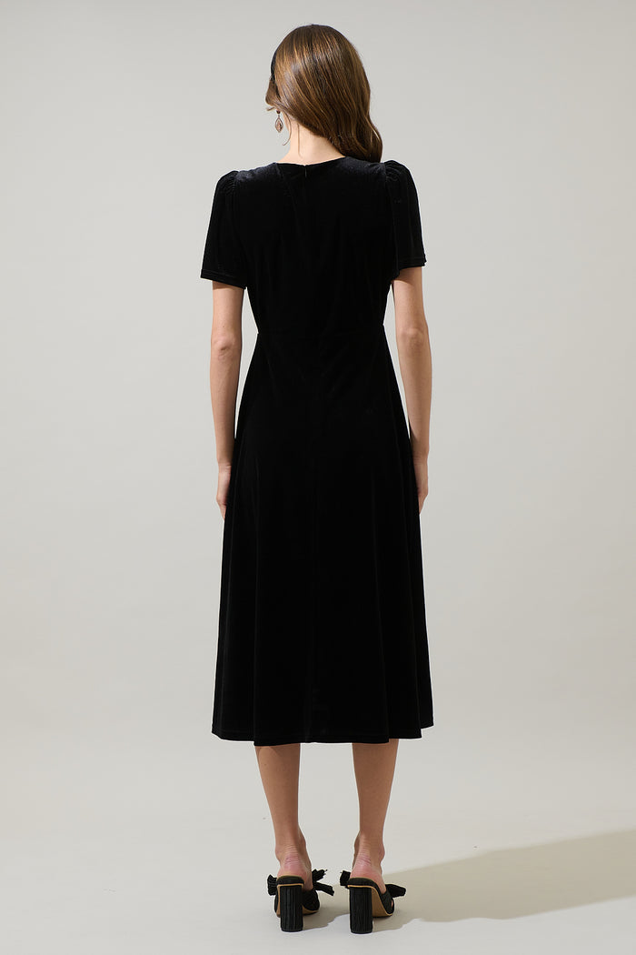 Mirba Velvet A-line Midi Dress