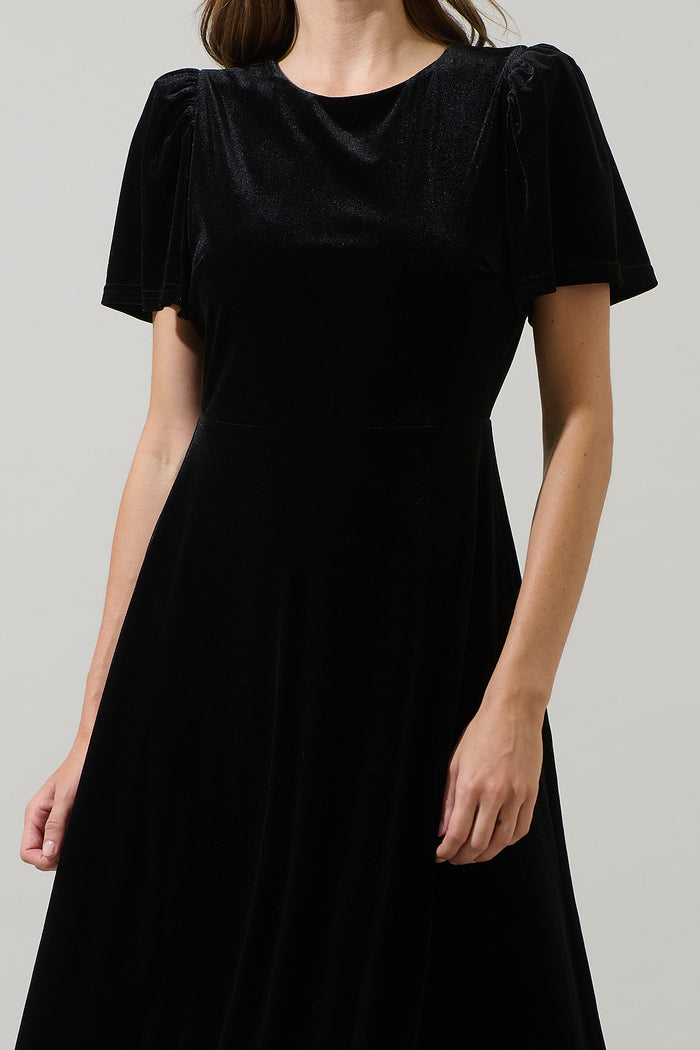 Mirba Velvet A-line Midi Dress