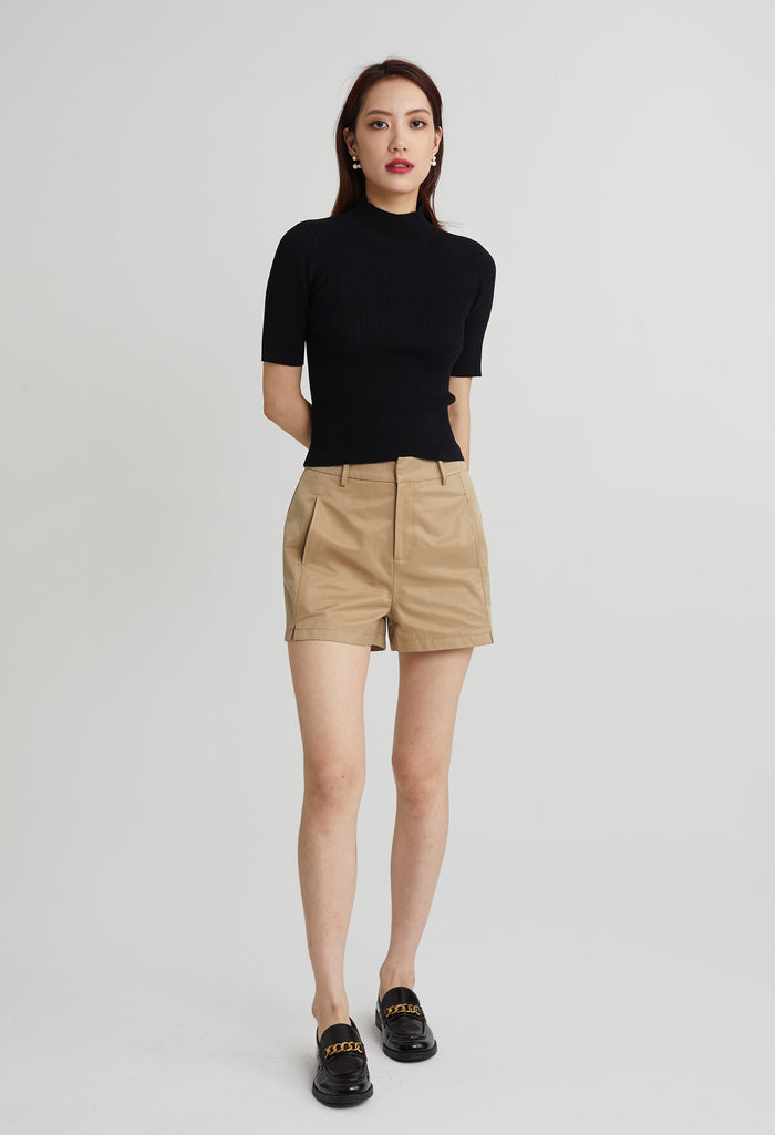 Modern Ribbed High Neck Top