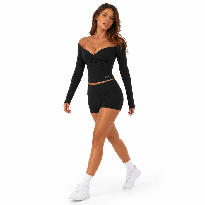 sweat wicking gym wear for women styled on clean white background