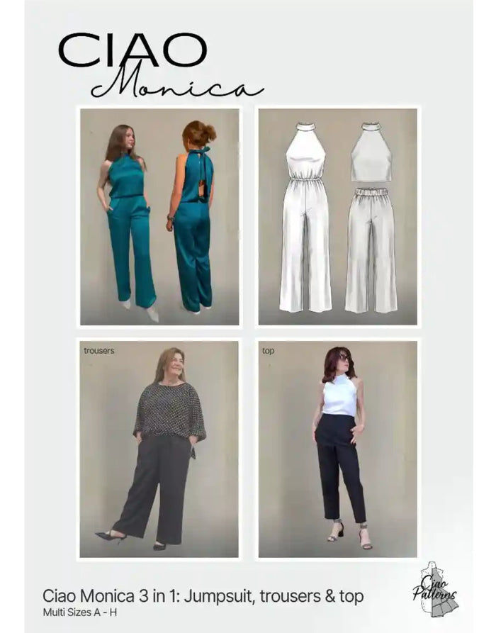 Monica 3 in 1 Jumpsuit/Trousers and Top Paper Sewing Pattern, Ciao Patterns