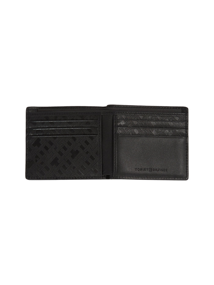 Monogram Leather Bifold Card Wallet in Black