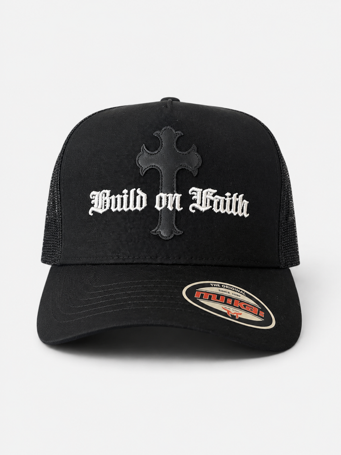 MUKA 'Build On Faith' Trucker Hat in Black