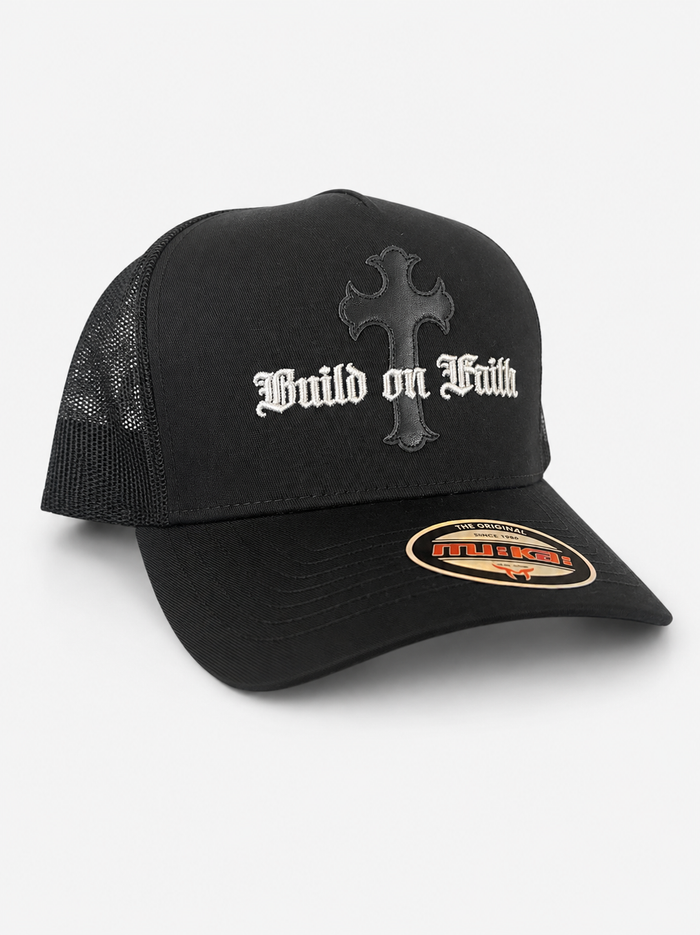MUKA 'Build On Faith' Trucker Hat in Black