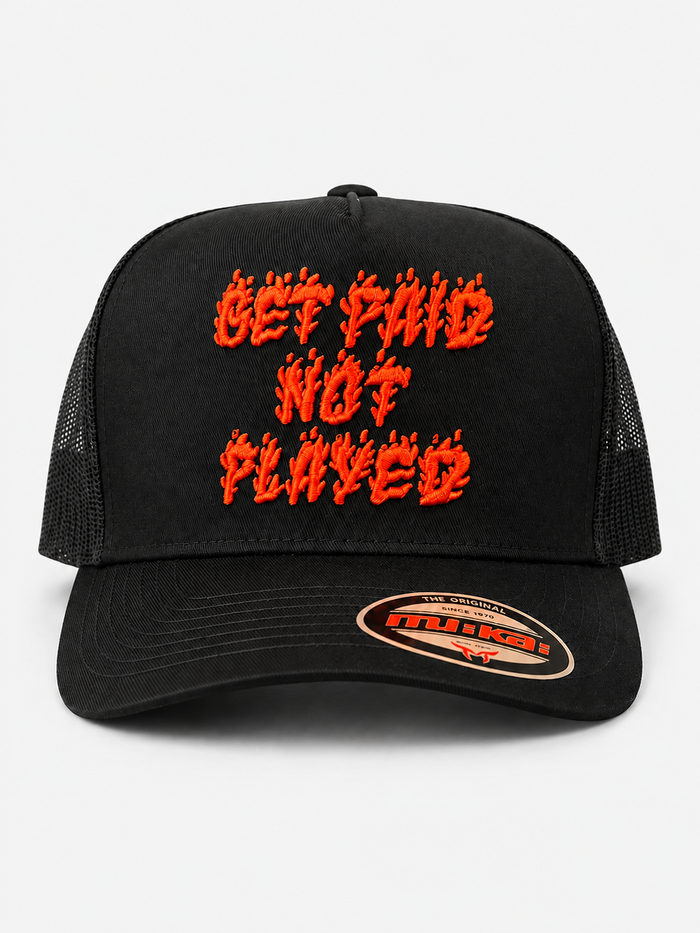 MUKA 'Get Paid Not Played' Trucker Hat in Black