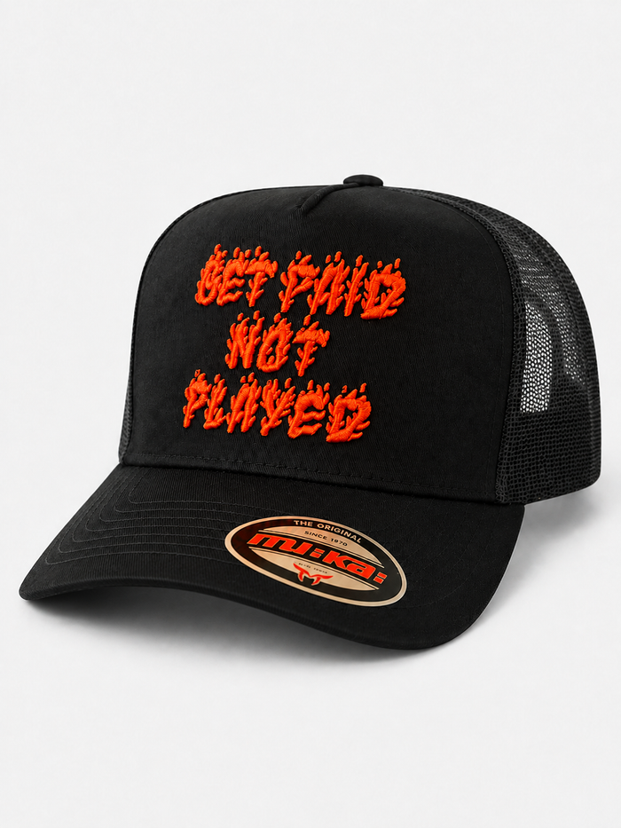 MUKA 'Get Paid Not Played' Trucker Hat in Black