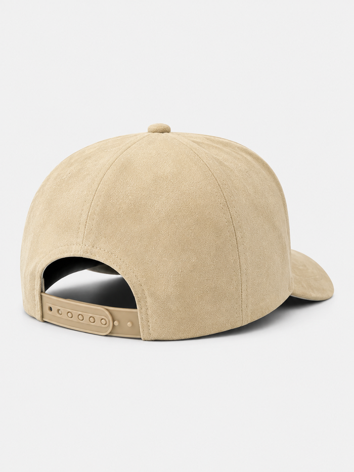 MUKA 'Make Money Not Friends' Suede Snapback Hat in Sand