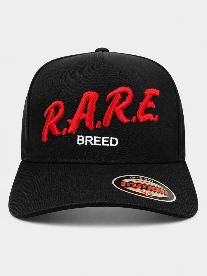 MUKA 'Rare Breed' Corduroy Snapback Hat in Black/Red