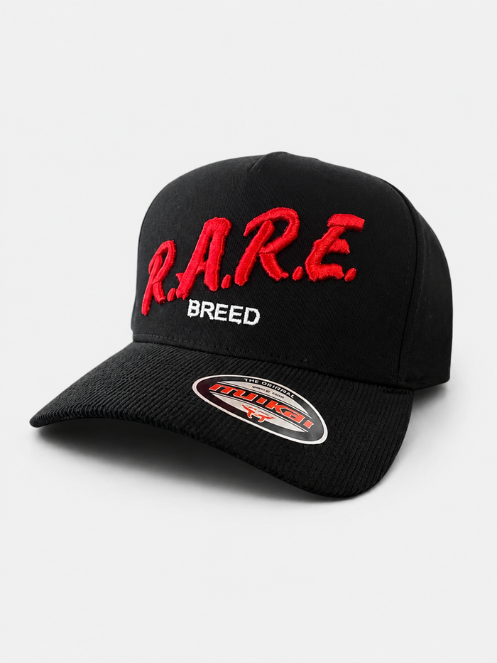MUKA 'Rare Breed' Corduroy Snapback Hat in Black/Red