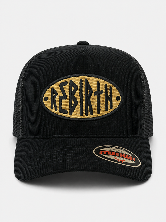 MUKA 'Rebirth' Corduroy Trucker Hat in Black