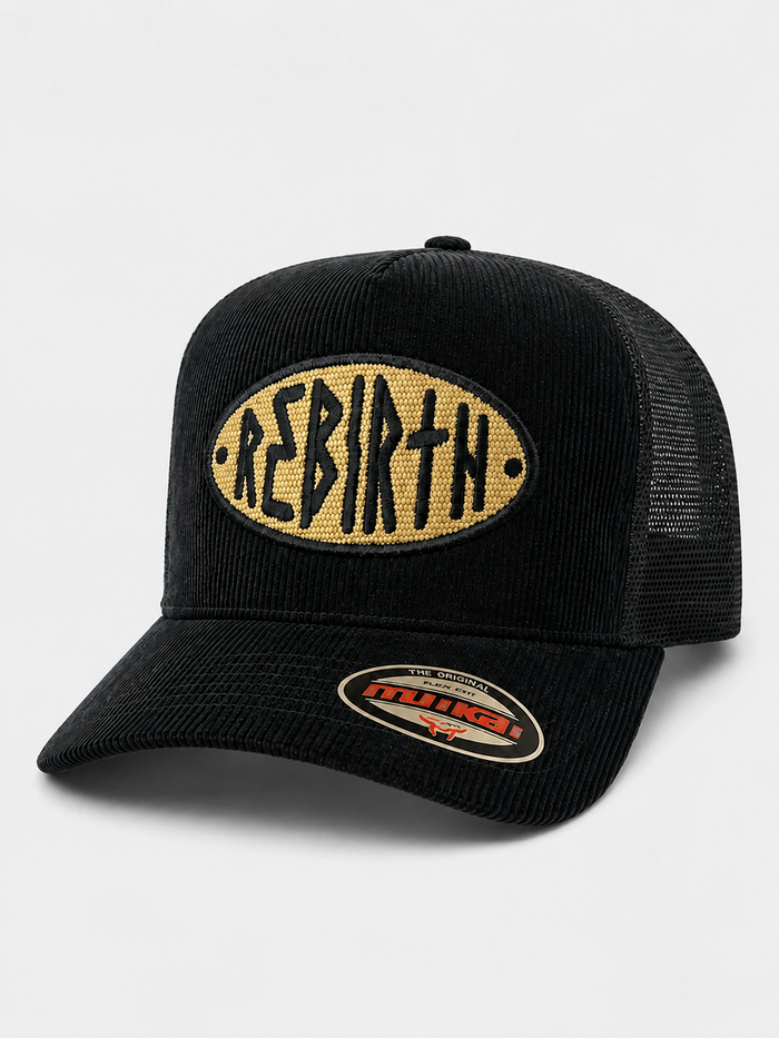 MUKA 'Rebirth' Corduroy Trucker Hat in Black