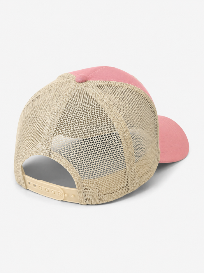MUKA 'Rise And Grind Dove' Trucker Hat in Light Pink/Ivory