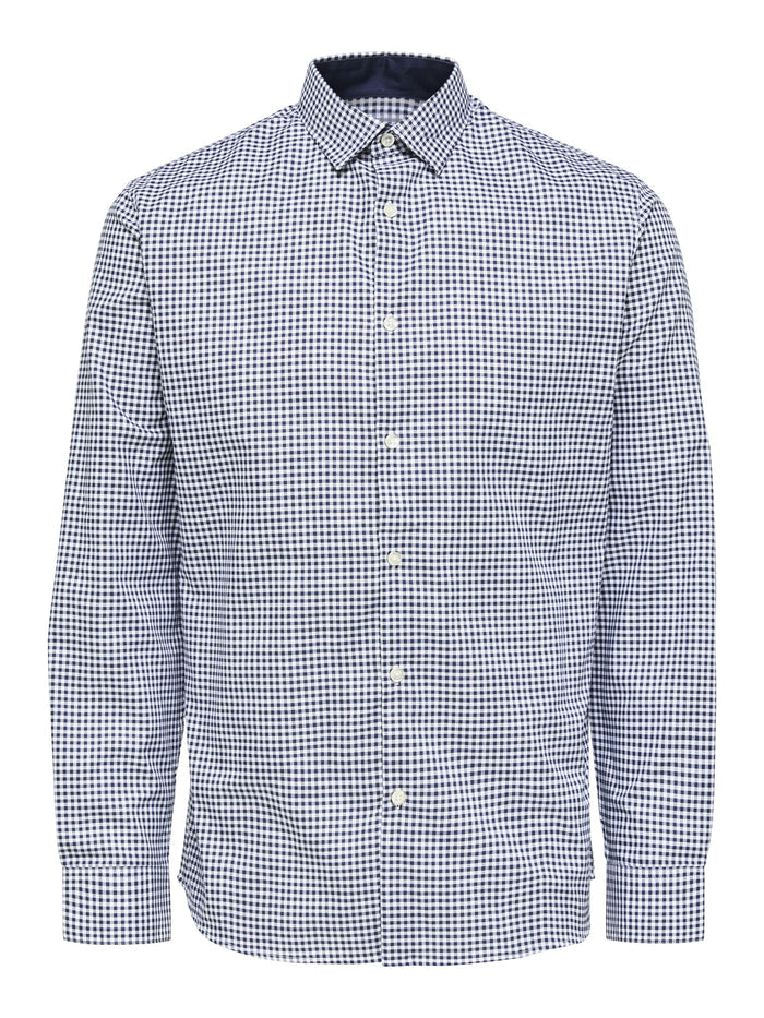 Navy Blue Check Full Sleeves Shirt