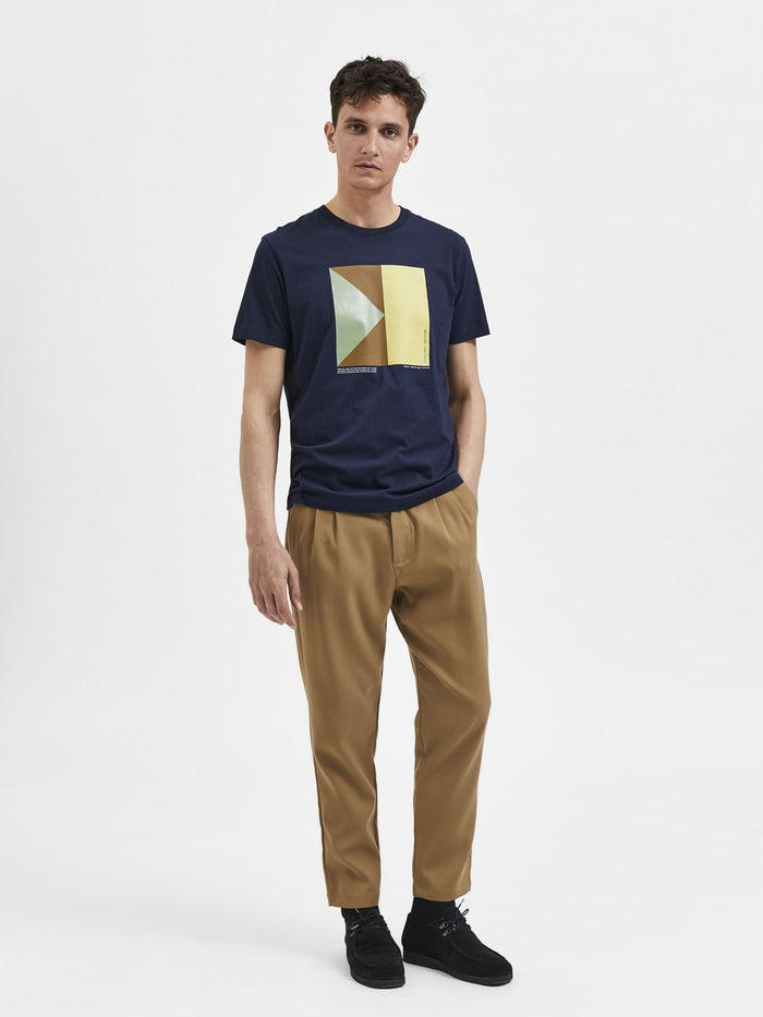 Navy Blue Graphic Print Crew Neck T-Shirt