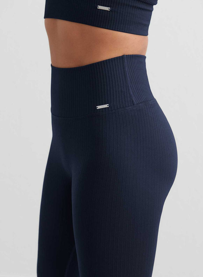 Navy Ribbed Seamless Petite Tights