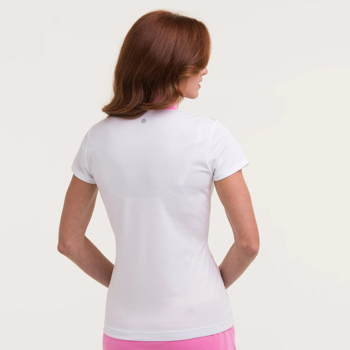 New EP NY Cap Sleeve Zip Mock Golf Polo - White Mulți MSP$88