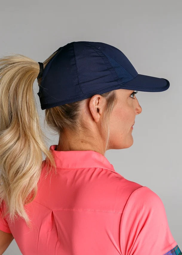 New William Murray Women's High Navy Ponytail Tech Hat 2.0