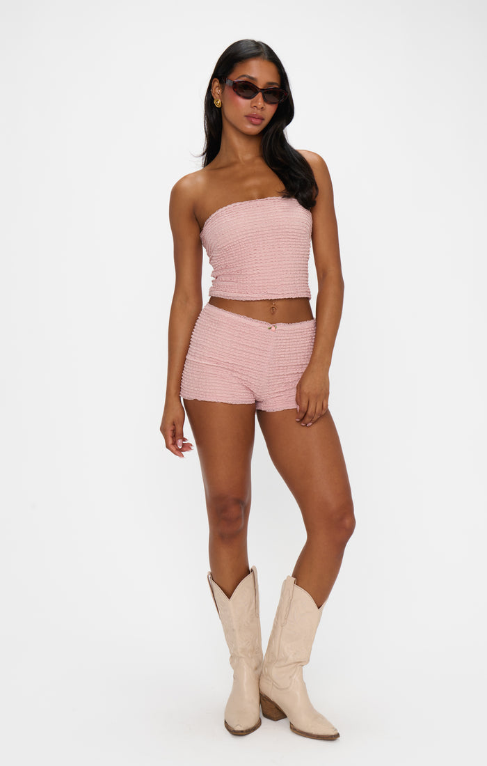 Nicki Tube Top ~ Pink Ruffle Lace